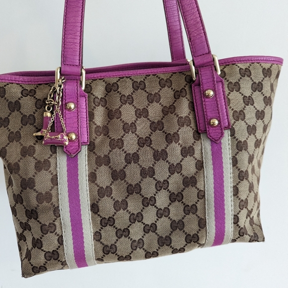 Gucci brown monogram with pink sherry line shoulder bag - Picture 7 of 17